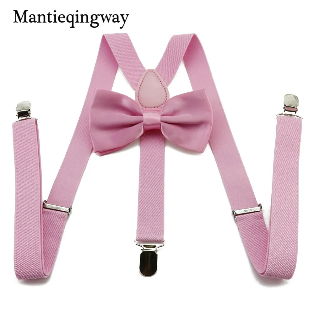 pink Mantieqingway 2,5 см для взрослых 3 зажима Y сзади эластичные галстуки-бабочки с подтяжками набор подтяжек подтяжки шеи галстуки брекет ремень для мужчин - Цвет: pink