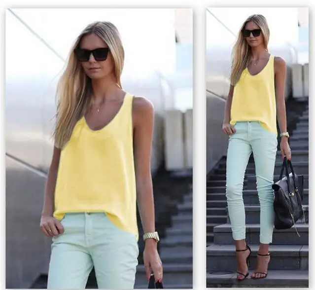 Новые женские летние повседневные майки без рукавов шифоновая Свободная Женская