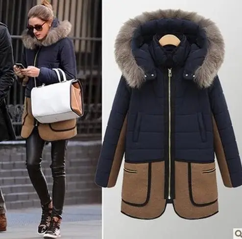 Пуховик женский с капюшоном и меховым воротником 9100|section| |