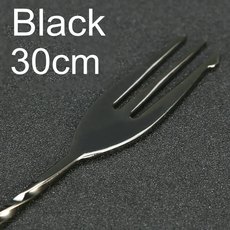 300mm black 30/40/50 см коктейльное Палочки коктейльные палочки мешалка бар ложка для перемешивания вилка напиток ступки бармен Кухня инструменты - Цвет: 300mm black