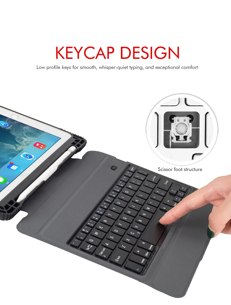 [Новинка] Bluetooth клавиатура чехол для нового iPad/iPad Pro/Air 2 9,7 дюймов, все-в-одном дизайн кожаный чехол Премиум+ беспроводная клавиатура