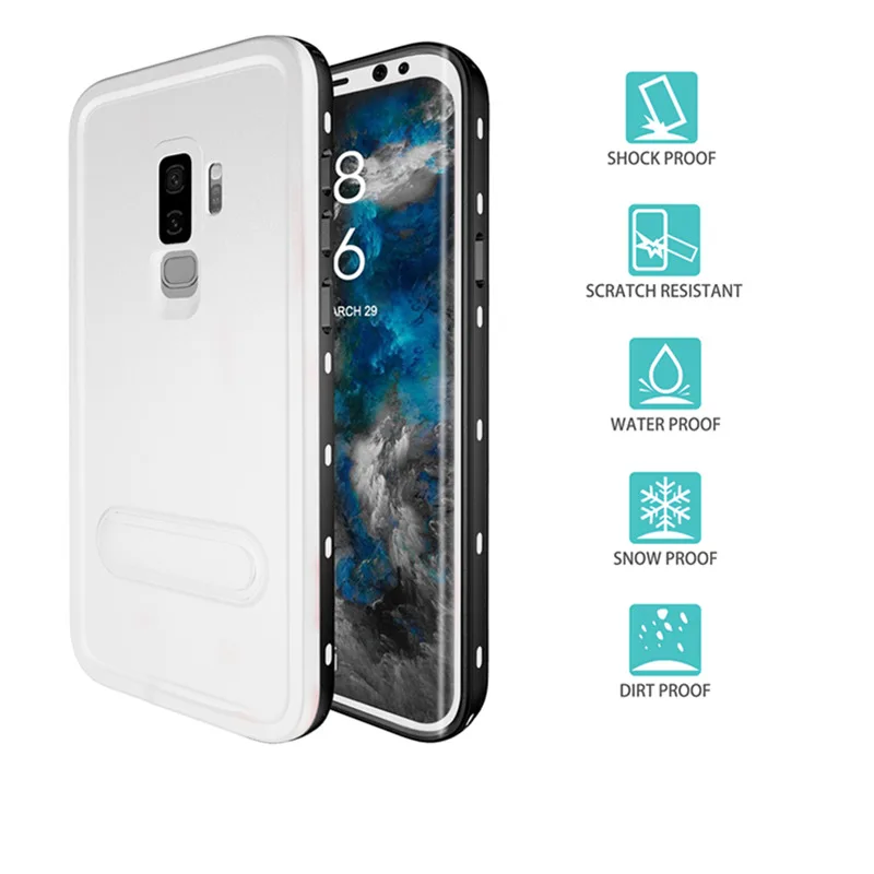 White Водостойкий Чехол для Samsung Galaxy S8 9 плюс крышка 360 полная защита противоударный Броня Открытый Дайвинг Плавание телефонные чехлы - Цвет: White