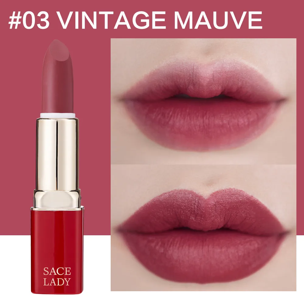 03 Vintage Mauve SACE LADY матовая губная помада водонепроницаемый макияж 12 цветов водостойкая матовая губная помада макияж стойкий Красный Мате губы Красота Сексуальная Косметика - Цвет: 03 Vintage Mauve