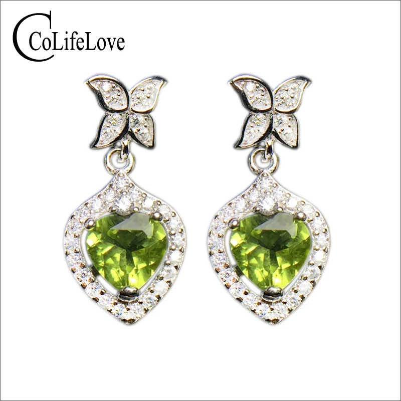 Серьги шпилька из перидота 100% натуральный триллион 5 мм|Серьги-гвоздики| |