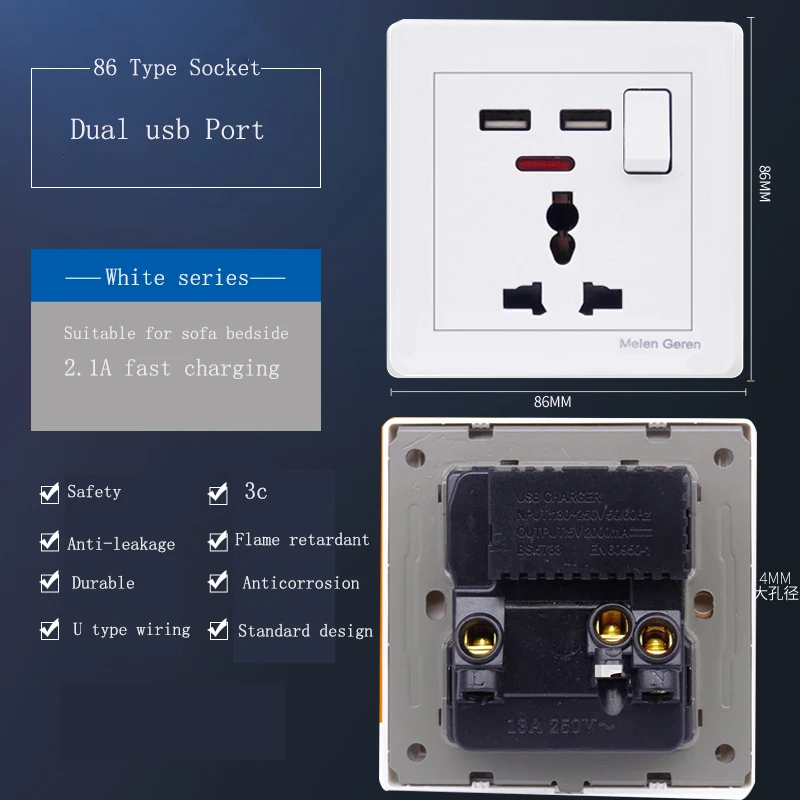 Двойной USB порт настенное зарядное устройство адаптер зарядная розетка с usb