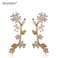 madrry pretty flowers stud earrings zircon inlay copper metal brincos pequenos aretes ear piercing feminino bijoux women wedding