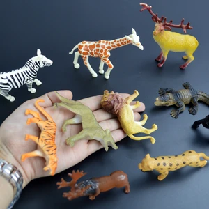 Small wild animal figure mini plastic toy for kid boy wild animal model set cheap jungle wildlife miniature cartoon figurineY62