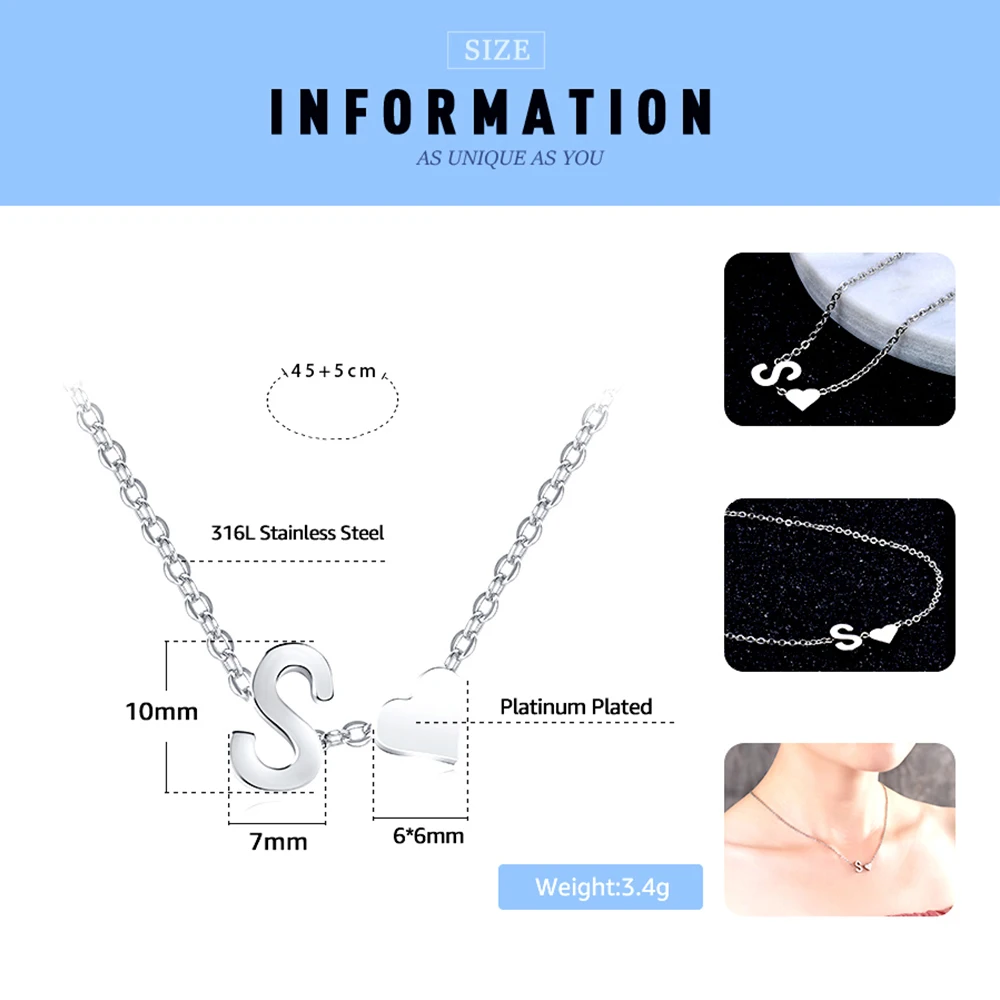 Новинка 2018 ожерелье с сердцем FINE4U N023 цепочка из нержавеющей стали надписью