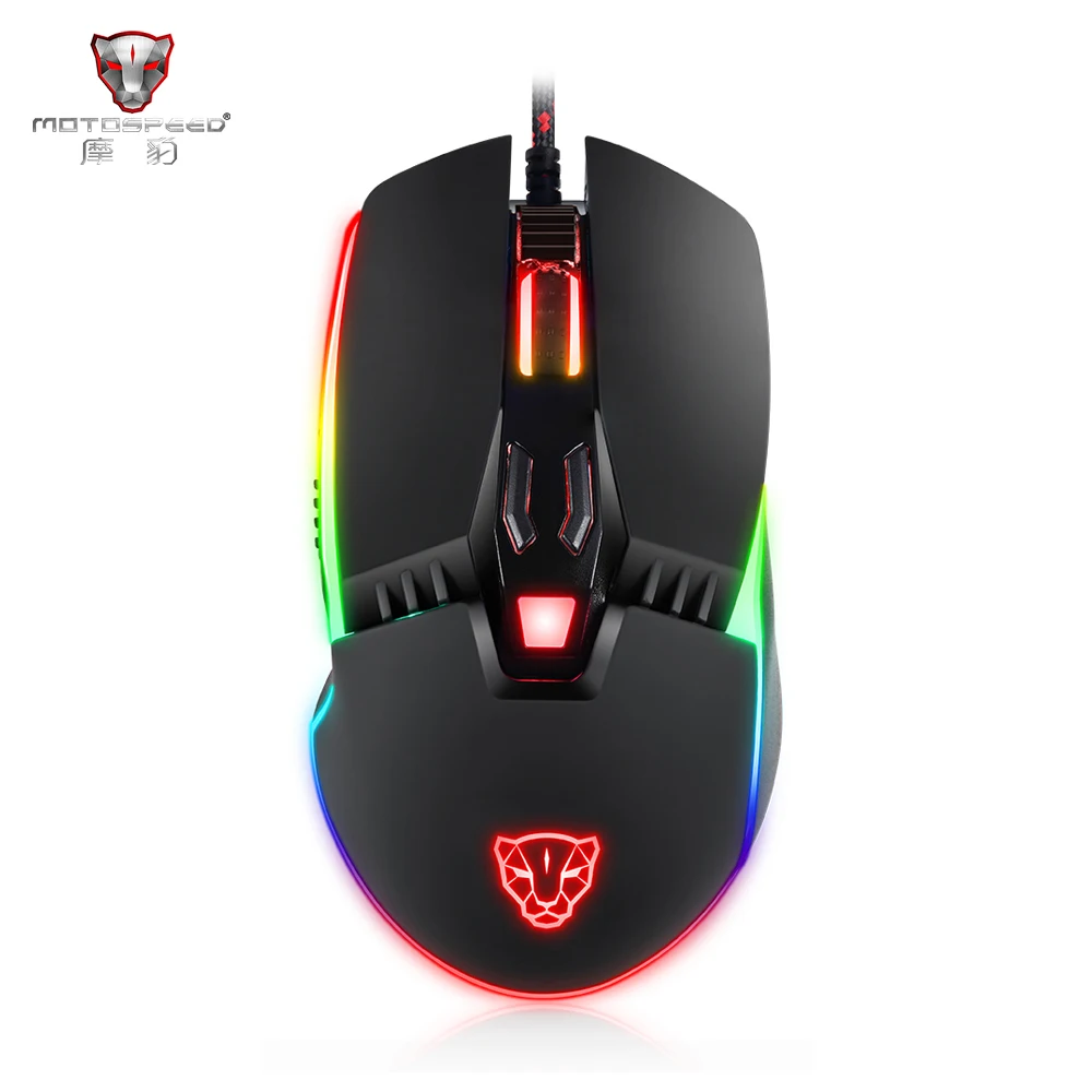 Новая игровая мышь Motospeed V20, 5000 dpi, 7 кнопок, цветная дышащая, светодиодный, оптическая, проводная, игровая, компьютерная мышь для PC Gamer, Черная