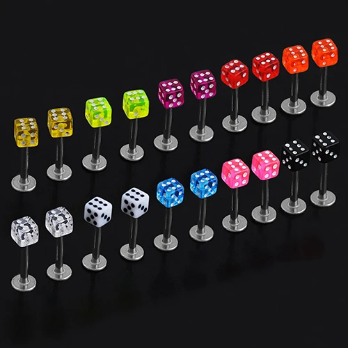 20 Шт. Смешанные Cube Dice Губ Уха Шпильки Кольца Tragus Лабретка Пирсинг Бары BE5C|ear studs|stud