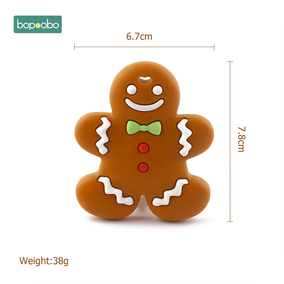 Gingerbread Man Bopobo 1 шт. силиконовый Прорезыватель с оленем Sika, силиконовая Подвеска для прорезывания зубов, подарок на Рождество, силиконовые грызуны, детский Прорезыватель - Цвет: Gingerbread Man