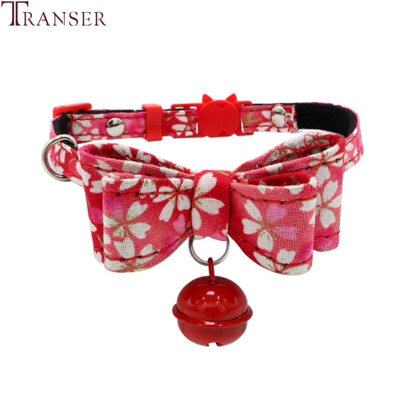 Transer модный собачий ошейник с цветочным принтом и бантом колокольчиком Женский