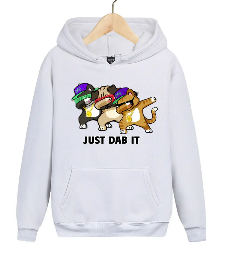 Забавный флисовый свитер с капюшоном для мужчин и женщин рисунком собак кошек just