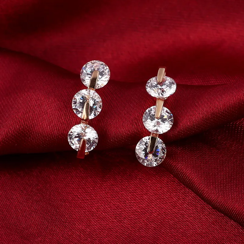 Серьги-гвоздики с цирконием ААА женские роскошные золотистые украшения для ушей