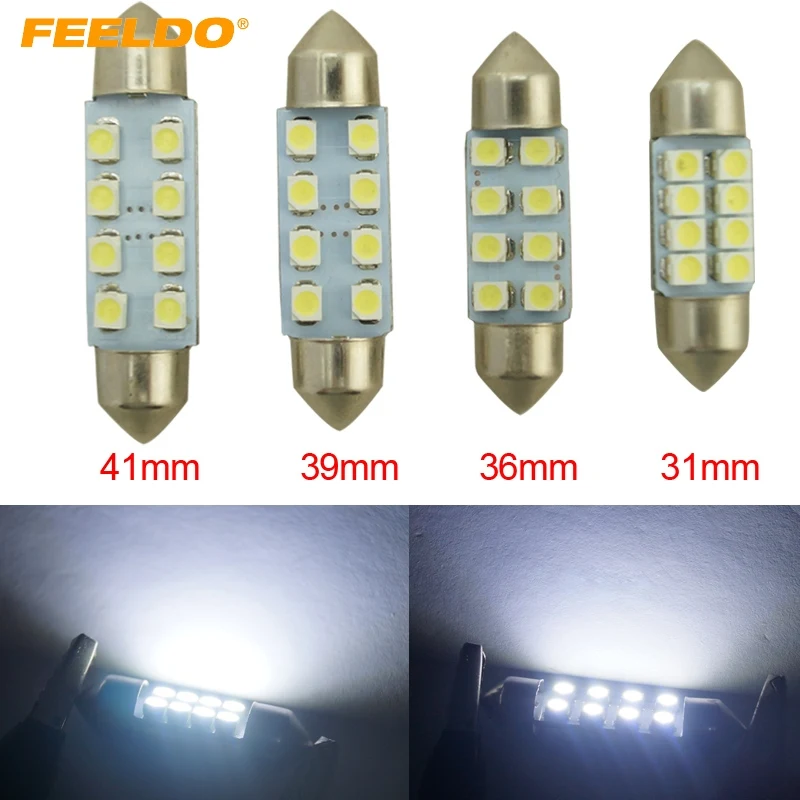 FEELDO 1 шт. белый 31 мм 36 39 41 1210 3528 8 SMD Автомобильный интерьер светильник фестон Купол