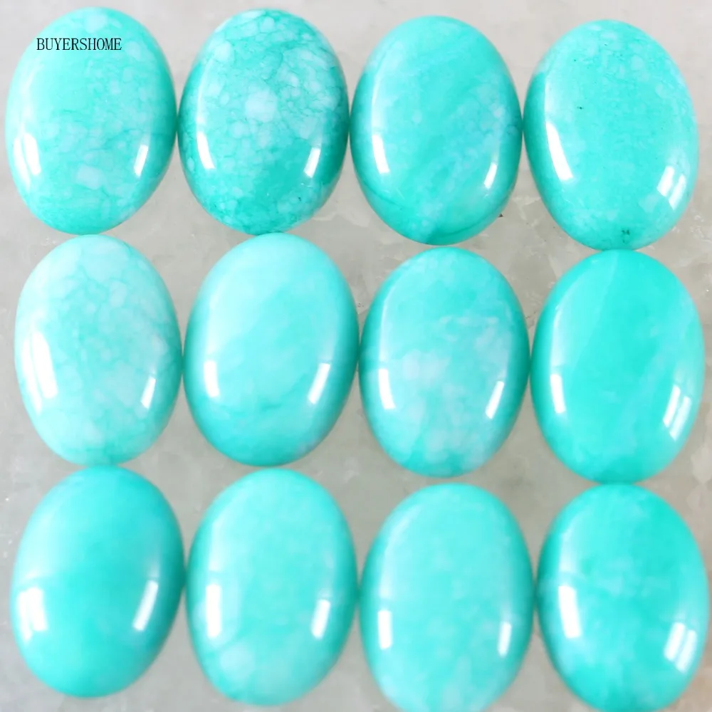 

BUYERSHOME 10Pcs 13x18MM Natural Stone Green Amazonite No Drilled Hole Oval Cabochon CAB Bead For DIY Jewelry Making Ring K1590