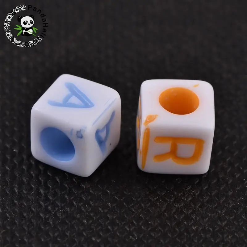 

A-Z 26 Alphabet Square Spacers Mix Color DIY Cube Letter Acrylic Beads for Jewelry Making, 6x6x6mm, hole: 3mm; 2800pcs/500