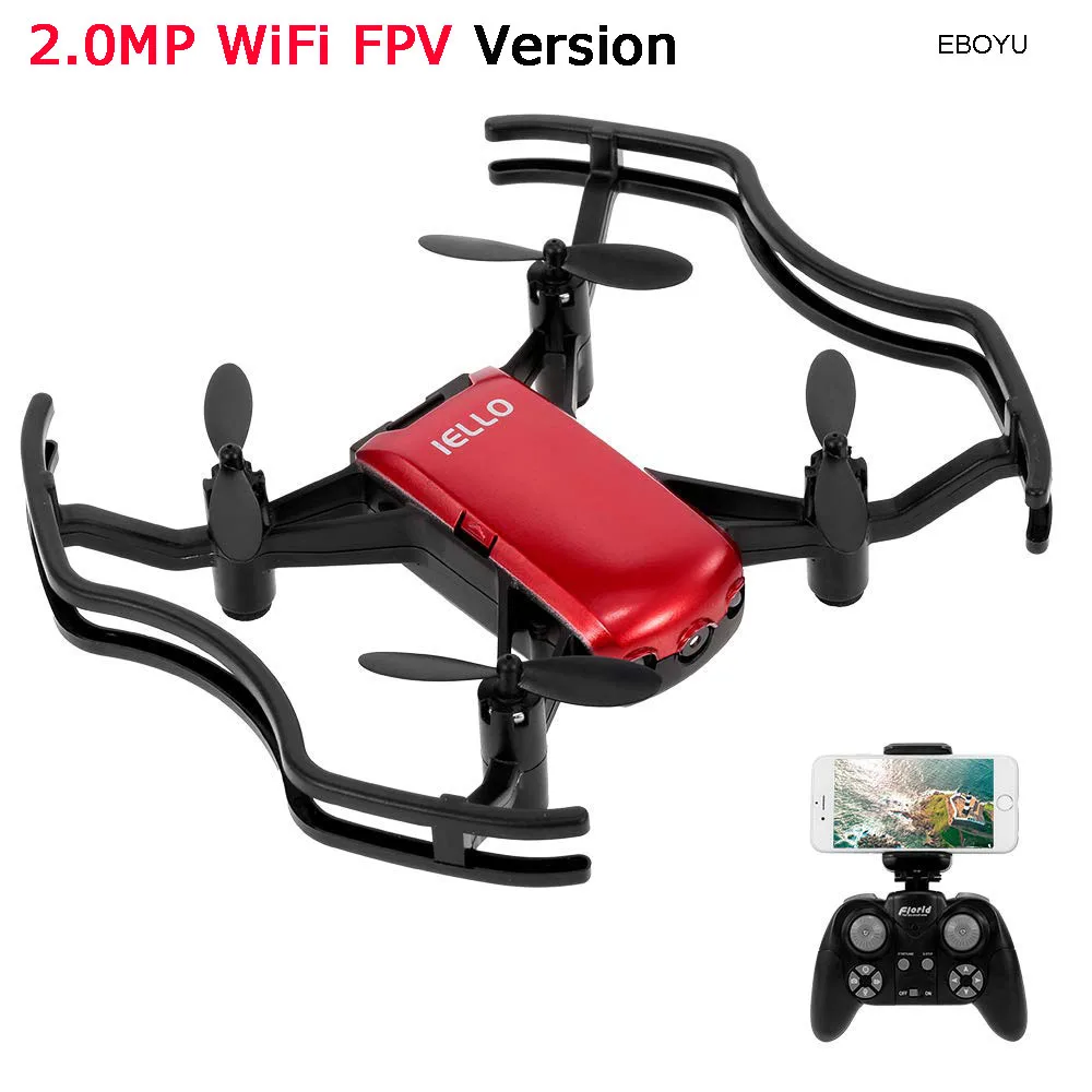 Red 720P WiFi Cam EBOYU F21W F21G Florld IELLO 720P Мини WiFi FPV Радиоуправляемый Дрон, удерживающий высоту, селфи-Дрон с управлением с приложением, Радиоуправляемый квадрокоптер, Дрон RTF - Цвет: Red 720P WiFi Cam