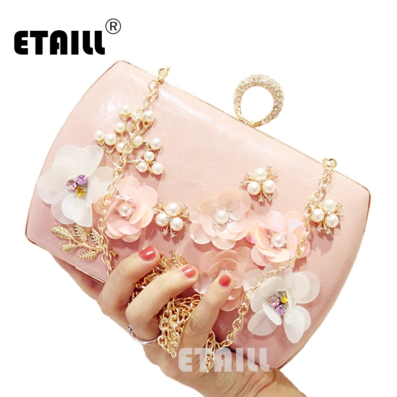 ETAILL 2017 Роскошная ручная работа жемчужный цветок вечерняя сумка женская мода