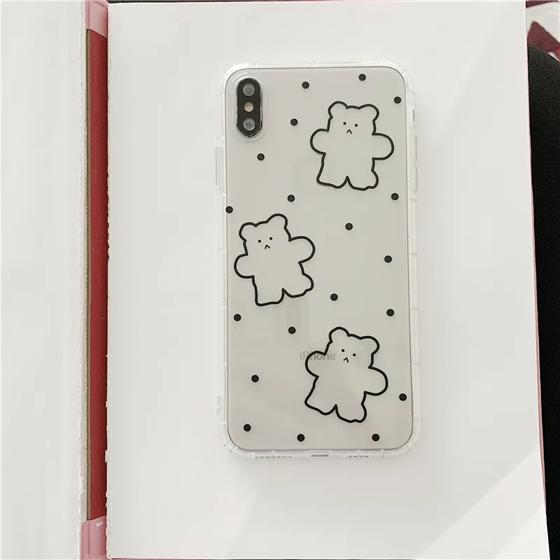 INS Корея супер огонь карамельный цвет медведь чехол для телефона iphone Xs MAX XR X 6 6s 7 8 plus милый волновой точка прозрачный мягкий ТПУ задняя крышка