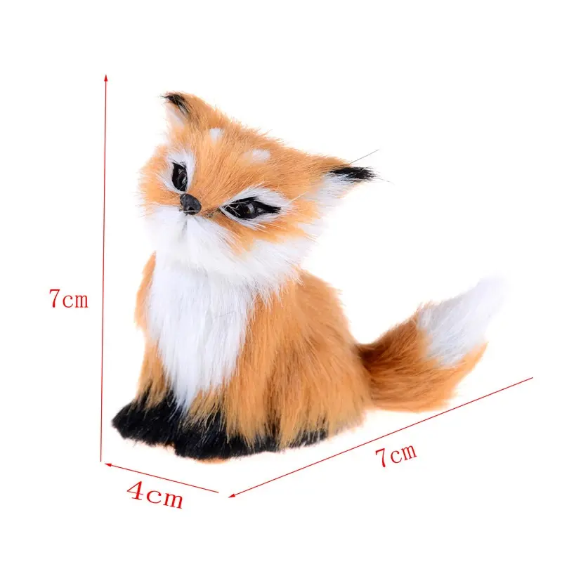 

1 Pcs Fox Toy Doll Home Decoration Polyethylene & Furs Squatting Fox Simulation