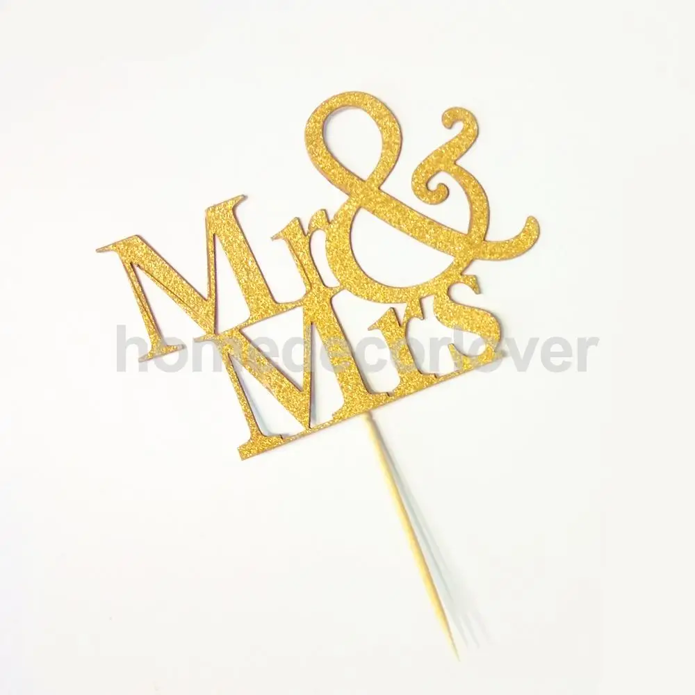 Золотые блестящие топперы для торта Mr Mrs Свадебная вечеринка 20 шт. | Дом и сад