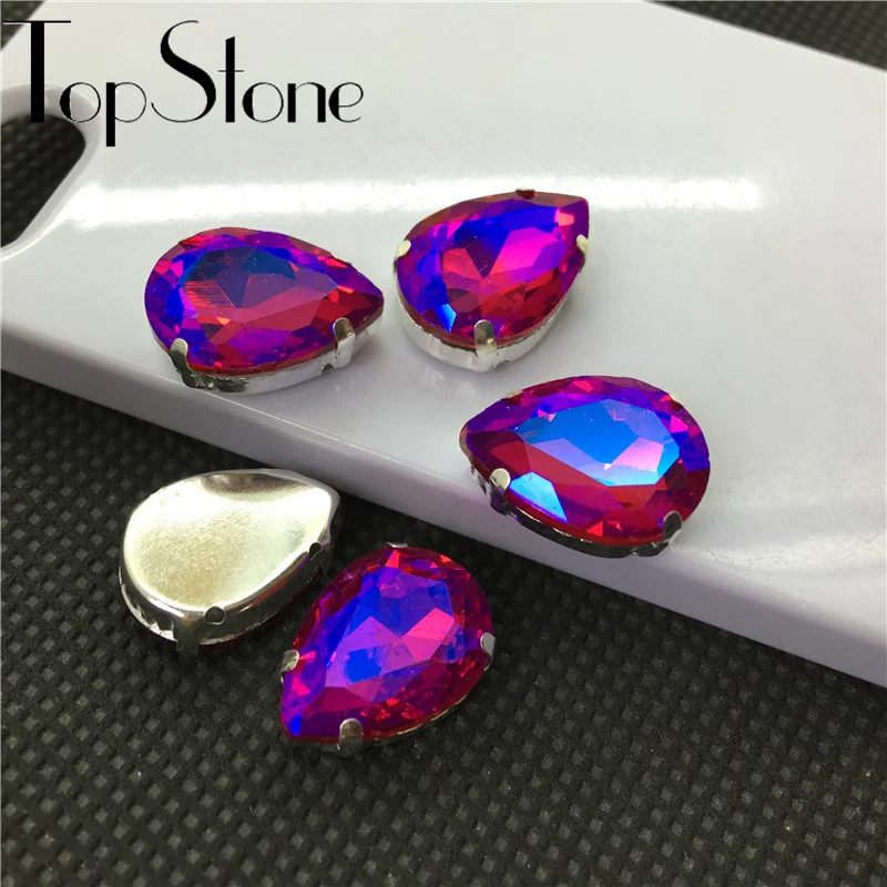 TopStone Colors AB каплевидные Пришивные бусины 10х14мм ~ 20х30 мм стеклянные капли