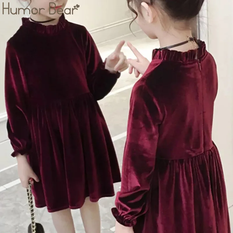 Humor Bear Brand New Spring Autumn Girls Dress Girls Clothes Long Sleeves Princess Party Dress Children Clothing 4-14 Years