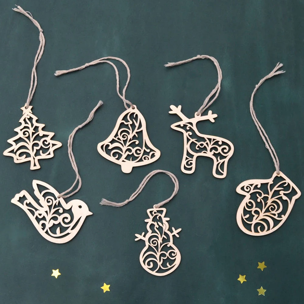 

6 шт./компл. рождественские деревянные Подвески Рождественская елка птица Бель украшения Рождественская Свадебная вечеринка Висячие бирки