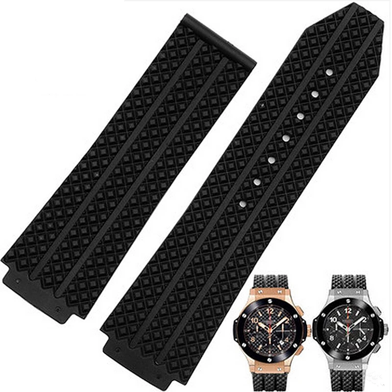 Brand-specific male strap for HUBLOT Hublot Rubber rubber strap watch accessories Black 25 * 19mm