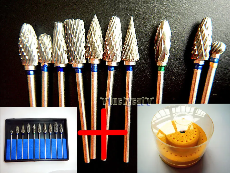 10 шт. стоматологические лабораторные титановые карбидные шлифовальные сверла + 1