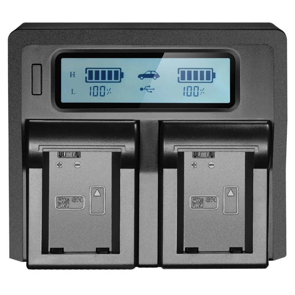 Neewer LCD зарядное устройство для Sony NP FW50 батареи NEX 3 5 6 7 C3 F3 SLT A33 A37|battery charger|lcd battery