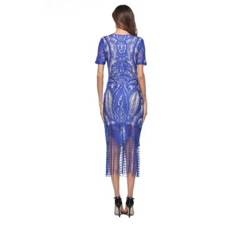 Вечернее платье ENLU с сапфировой бахромой женские ажурные вышитые кружевные