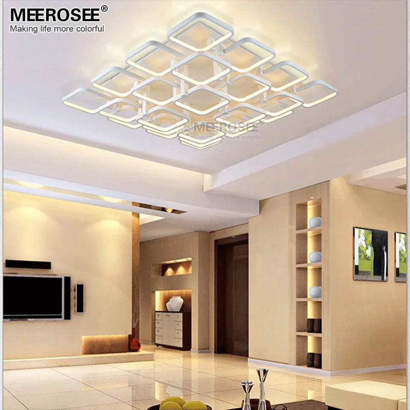 Square LED Chandelier Lighting Surface Mounted White Acrylic Lamp For Living Room lamparas de Techo Home | Лампы и освещение