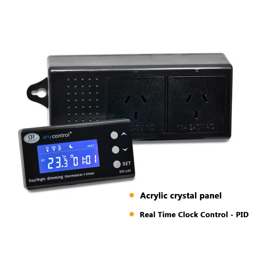 

Digital DTC-120 Thermostat Temperature Controller Waterproof Sensor US EU Plug Outlet LCD 2 Stage Heating Cooling Mode