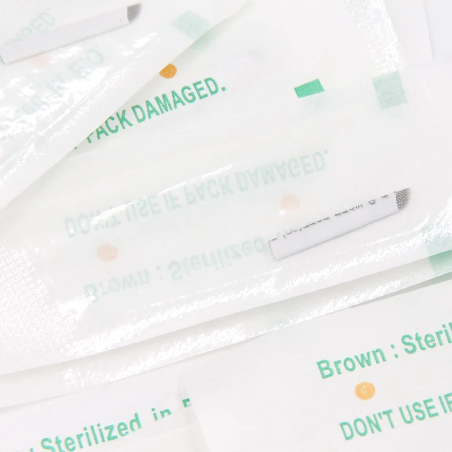 

wholesale disposable eyebrows microblade permanent make up agujas microblading needles 14 pins 500 pcs free shipping