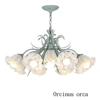 korean style pastoral creative flowers glass chandelier living room bedroom mediterranean simple flower iron chandelier