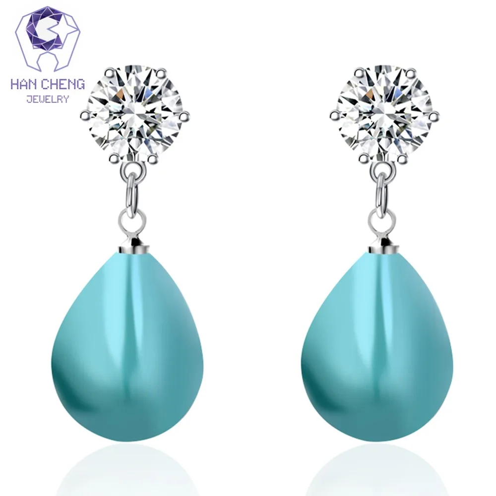Новые очаровательные Посеребренные Круглые висячие серьги HanCheng с искусственным