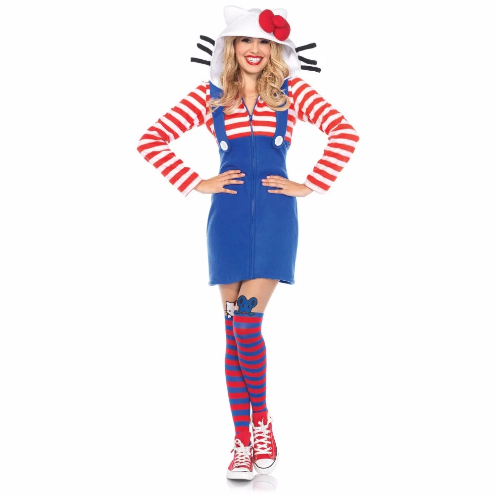 

Cute Stripe Cat Costume Adult Kigurumi Women Pretty Cat Costume for Halloween Carnival Party Fancy Dress Up