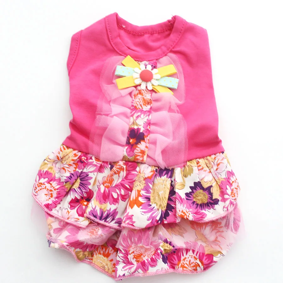 

Платье-рубашка с цветочным принтом для собак, кошек, щенков, юбка, одежда принцессы, 5 размеров