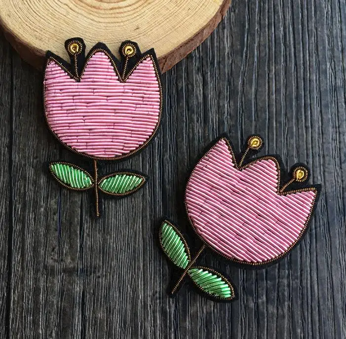 Шелковая брошь-нашивка в виде Розы индийская шелковая проволока ручная работа