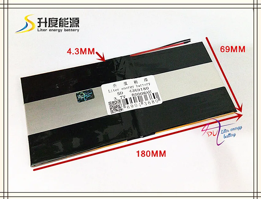 

3,7 V 8000mAH SD 4369180 (полимерный литий-ионный/литий-ионный аккумулятор) для планшетного ПК, электронной книги
