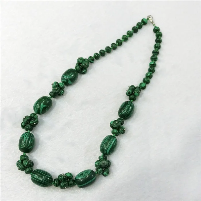 Imitation Malachite 3 шт натуральный кристалл Полудрагоценный Камень Амазонит женское красочное ожерелье ювелирные изделия круглые бусины ожерелье с положительной энергетикой бесплатно - Окраска металла: Imitation Malachite
