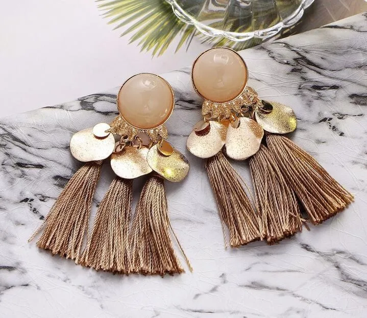 urope and the United States exaggerated alloy resin tassel style earrings clothing jewelry wholesale | Украшения и аксессуары