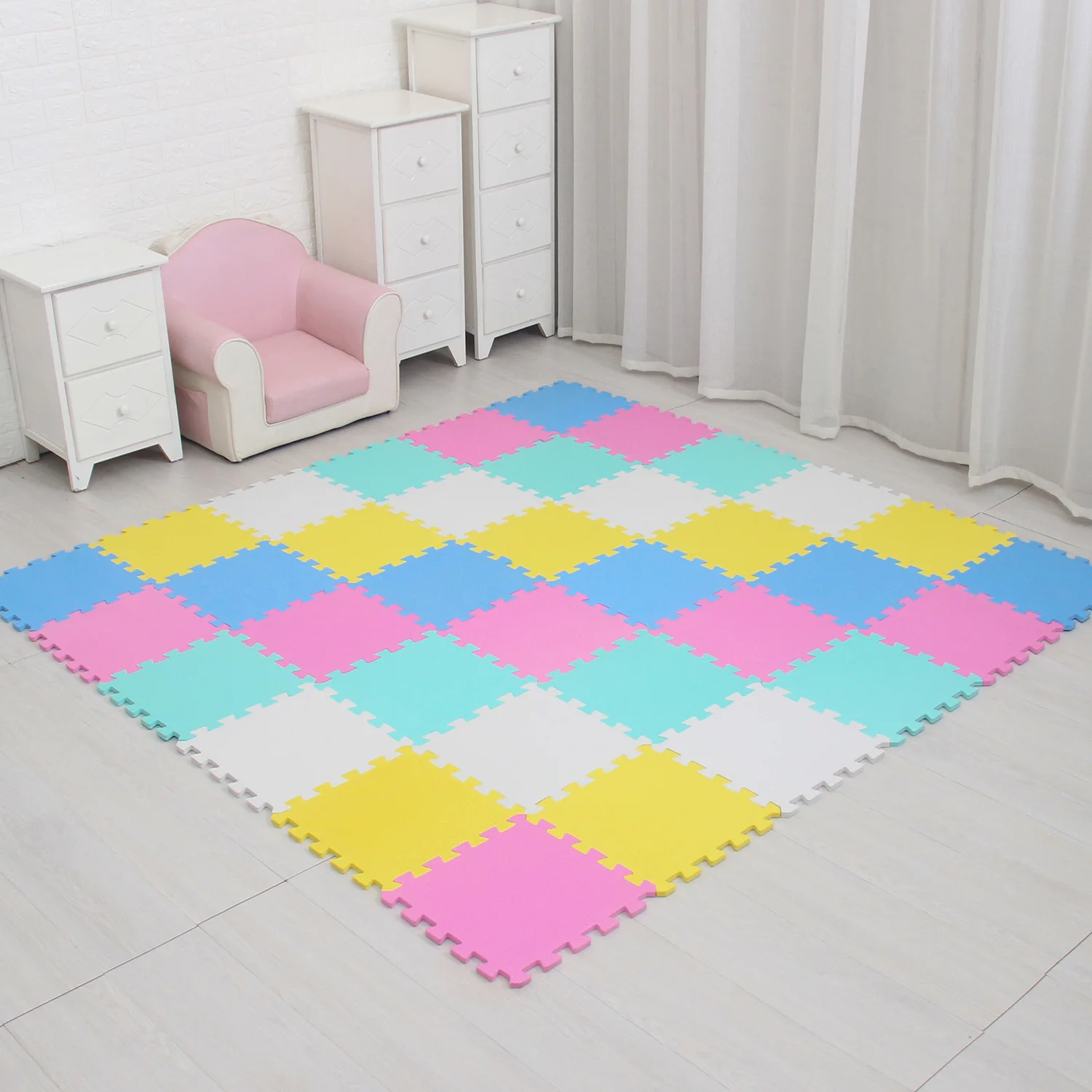 5color2 Meiqicool детский коврик-головоломка из пены EVA для детей/Блокировка упражнений плитка напольный ковер, каждый 29X29 см, напольный коврик плитка - Цвет: 5color2