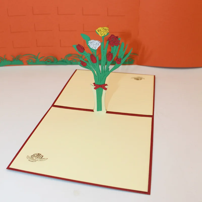 (10 шт./лот) бренд leiso новый дизайн теплые сладкие гвоздики День матери карты 3D Pop Up