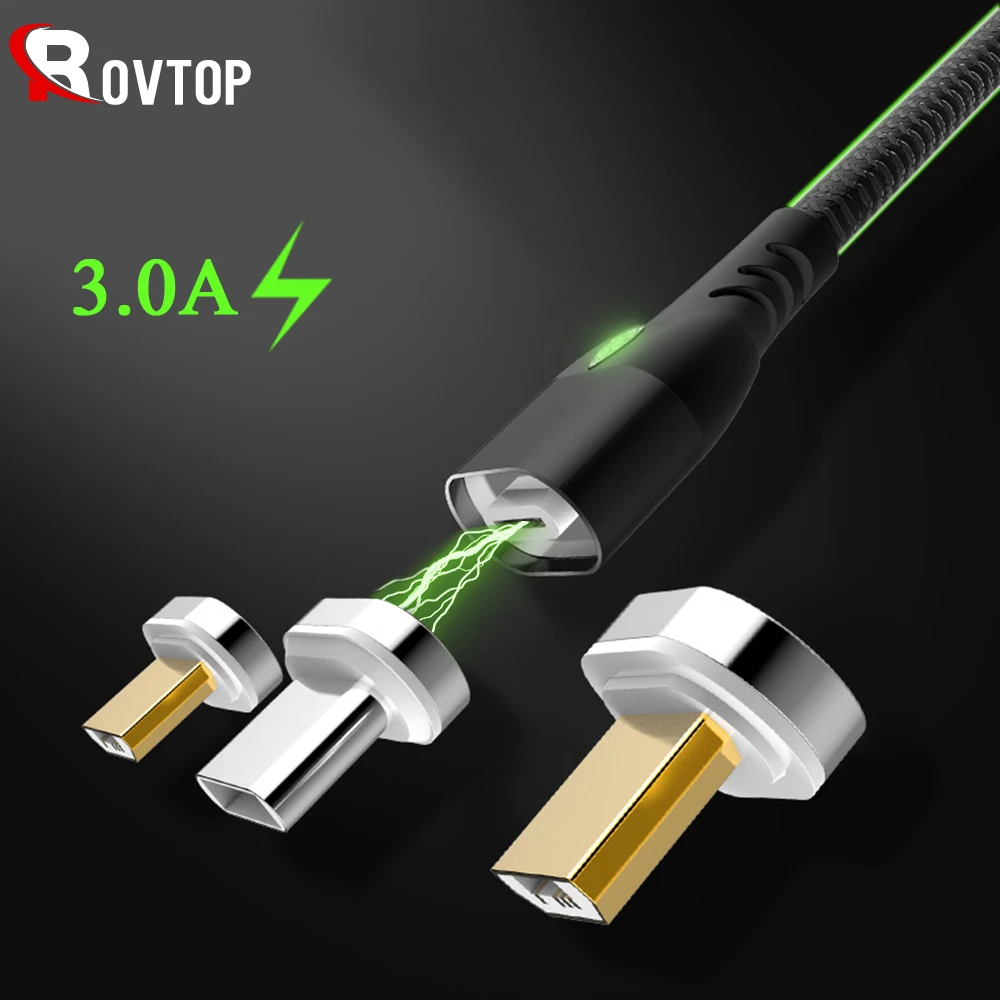 Магнитный Micro USB кабель Rovtop для iPhone Samsung Type-C зарядный магнит зарядное устройство