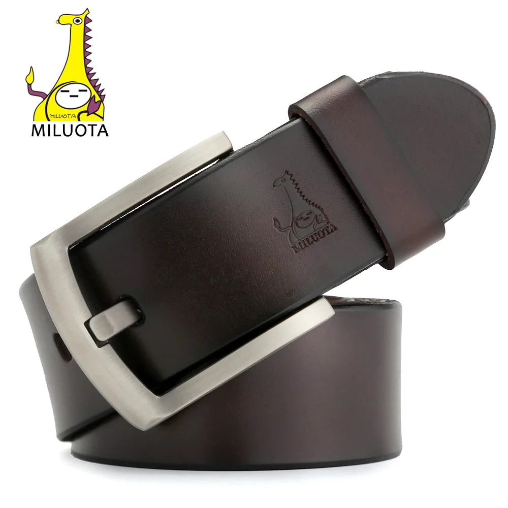 Мужской ремень из натуральной воловьей кожи MILUOTA модный брендовый для джинсов