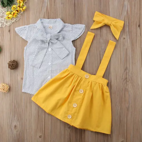 Комплект одежды emmababy для маленьких девочек футболка в горошек с бантом + юбка на