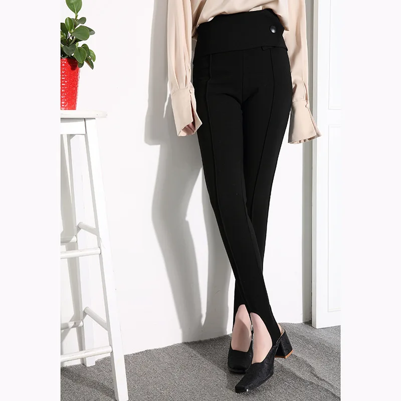 2017 Весной и Осенью мода брюки карандаш женщины Сплошной цвет Высокой талией